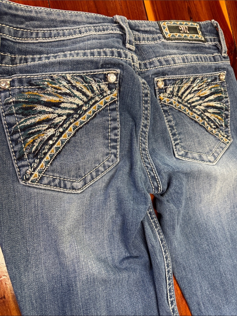 Miss Me Blue Flare Jeans with Subtle Whiskering Chloe Boot Cut - Picture 10 of 10